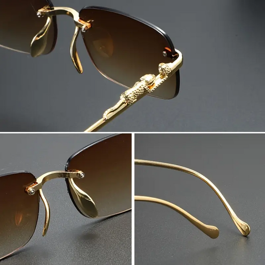 Fashionable Leopard Print Rimless Square Sun Glasses