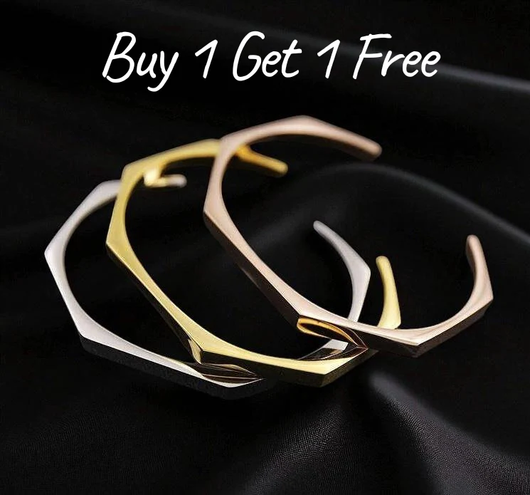 HEXAGON STEEL CUFF BANGLE SET